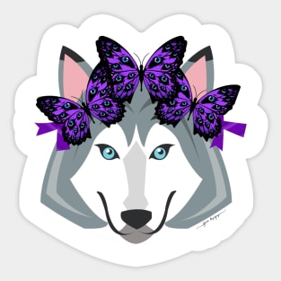 Lupus Wolf wearing Hope Butterfly Headband Sticker